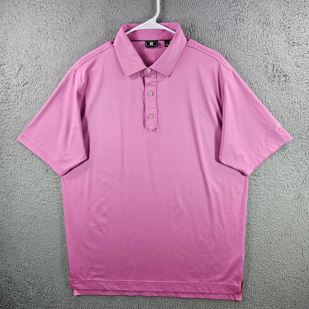 FootJoy FJ Mens ProDry Golf Polo‎ Shirt Pink Mirasol Logo Stretch Size Large